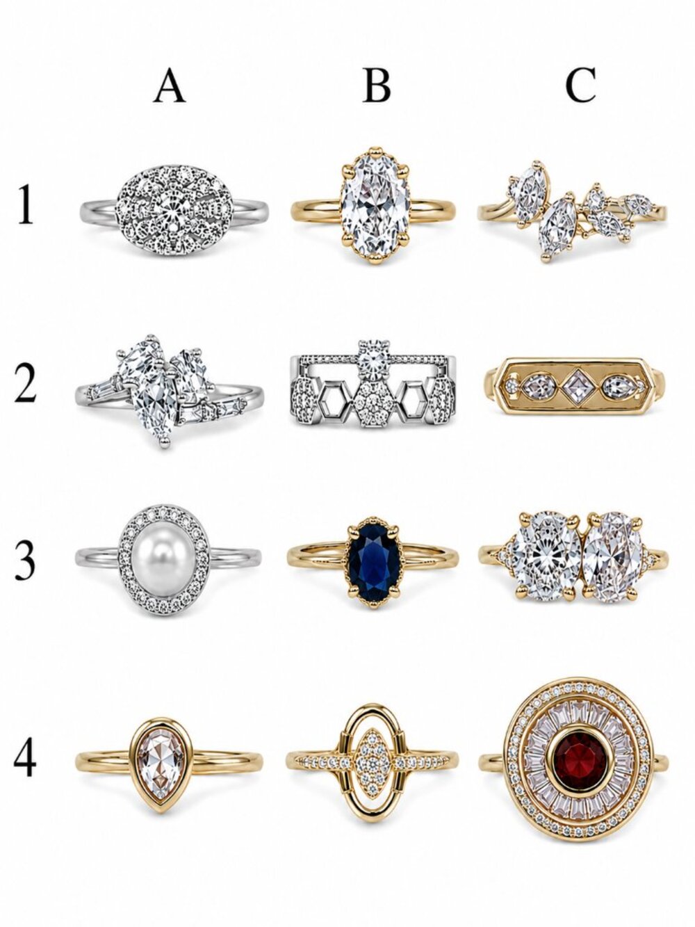 SIZE 7 - 14K Gold Plated Over Brass Rings - WHOLE LOT or PICK ONE
